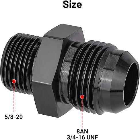 EVIL ENERGY 6AN Male Flare to 7/8-20 Male Carb Carburetor Fuel Inlet Fitting Adapter Aluminum Black 2PCS in Kuwait