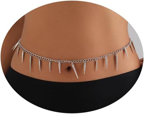 Fashion Silver Adjustable Waist Chain Belly Chain for Women Personalized Body Jewelry in Kuwait