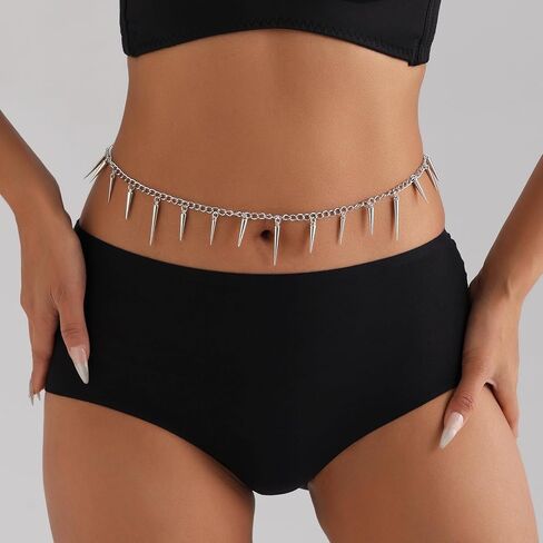 Fashion Silver Adjustable Waist Chain Belly Chain for Women Personalized Body Jewelry in Kuwait