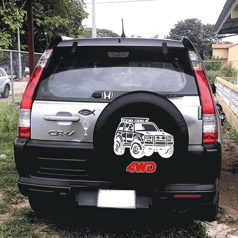 4WD Spare Tire Cover, Spare Wheel Cover for Honda CR-V, Suzuki, Toyota, Ford, Buick, Chevrolet, GMC Cars & SUVs Tire Cover Protector (S: 205/75R15, 215/60R16, 215/55/R17) in Kuwait