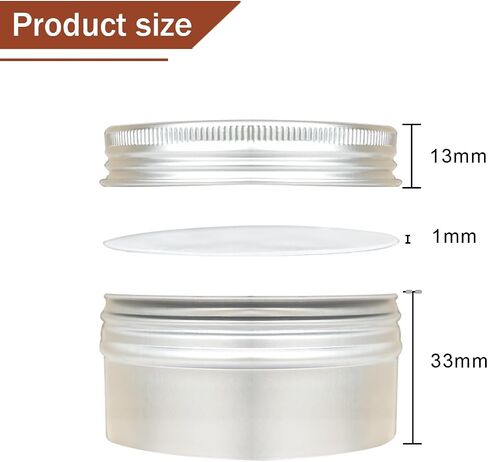 3oz علب الصفيح المصنوعة من الألومنيوم يمكن 10 حوض ، 3 أوقية القصدير مع أغطية قابلة لإعادة ملء الحاويات مع سطح المسمار وملصقات للمصباح والشمعة أو التوابل أو المسكنات (الفضة) in Saudi Arabia