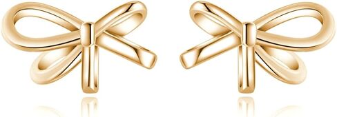 Reffeer Solid 925 Sterling Silver Bow Stud Earrings for Women Teens Small Ribbon Stud Earrings Bowknot in Saudi Arabia