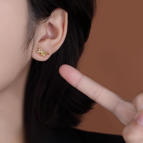 Reffeer Solid 925 Sterling Silver Bow Stud Earrings for Women Teens Small Ribbon Stud Earrings Bowknot in Saudi Arabia