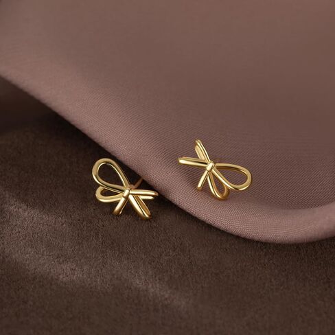 Reffeer Solid 925 Sterling Silver Bow Stud Earrings for Women Teens Small Ribbon Stud Earrings Bowknot in Saudi Arabia