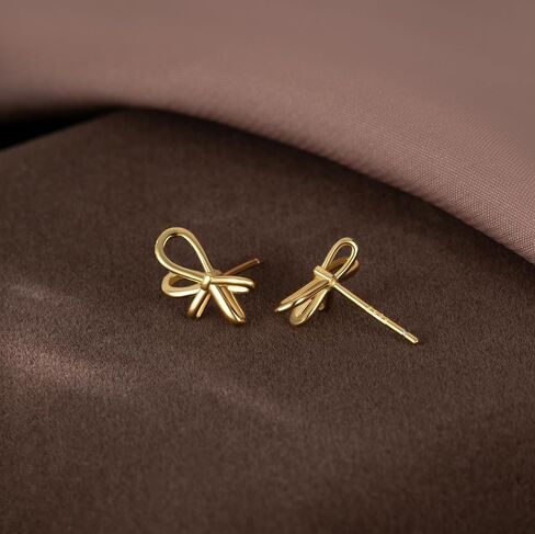 Reffeer Solid 925 Sterling Silver Bow Stud Earrings for Women Teens Small Ribbon Stud Earrings Bowknot in Saudi Arabia