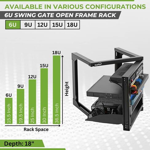 NavePoint 9U Wall Mount Open Frame Network Rack, Swing Out Hinged Gate,24 Inch Depth, Holds Network Servers and AV Equipment, Easy Rear Access to Equipment, Gate Opens 180 Degrees from Either Side in Saudi Arabia