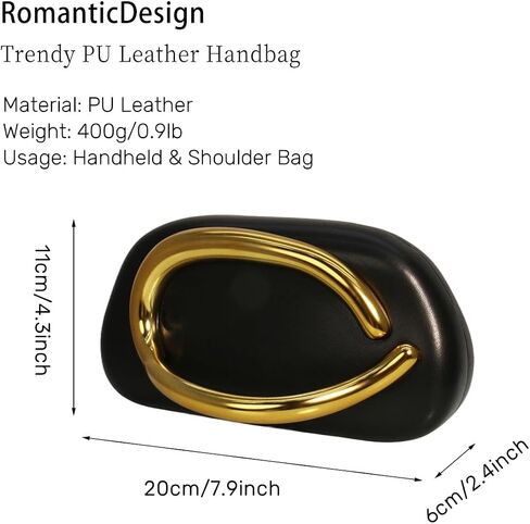 RomanticDesign Women Trendy PU Leather Evening Clutch Chic Decor Handle Party Prom Wedding Shoulder Bag in Kuwait