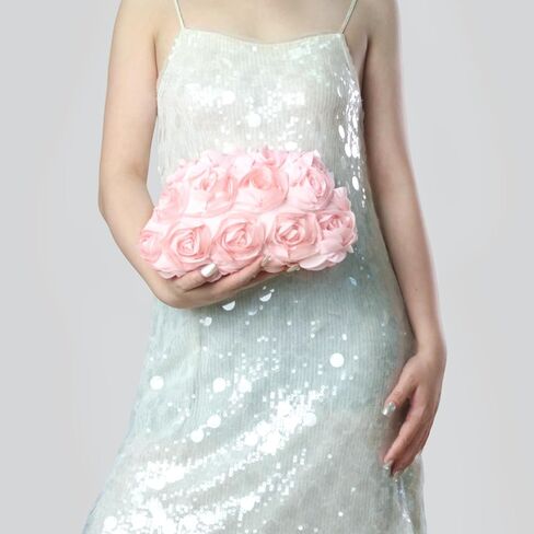 Evening Bag for Women, 3D Flower Wedding Evening Handbags Bride Floral Clutch Purse in Kuwait