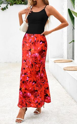 PRETTYGARDEN Spaghetti Strap Tank Top Summer Sets Women 2 Piece Outfits Floral Maxi Skirts for Women Trendy Beach Vacation in Saudi Arabia