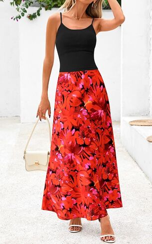 PRETTYGARDEN Spaghetti Strap Tank Top Summer Sets Women 2 Piece Outfits Floral Maxi Skirts for Women Trendy Beach Vacation in Saudi Arabia