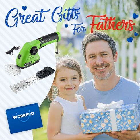 WORKPRO Cordless Grass Shear & Shrubbery Trimmer - 2 in 1 Handheld Hedge Trimmer 7.2V Electric Grass Cutter 2.0Ah Rechargeable Lithium-Ion Battery and USB Cable Included in Kuwait