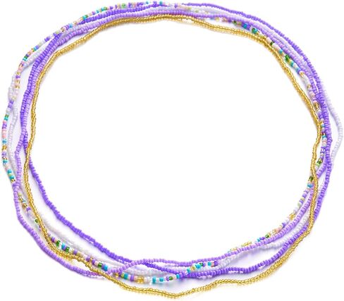 Boho Waist Beads Chains Set Colorful Summer African Belly Chain Elastic Waist Beads for Weight Loss Body Chains Bikini Beads Jewelry for Women in Saudi Arabia