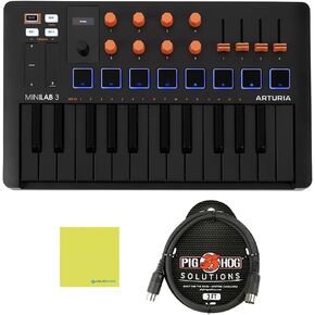 Arturia MiniLab 3 Hybrid MIDI Keyboard Controller Bundle with Pig Hog MIDI Cable & Liquid Audio Polishing Cloth (3 Items) in Kuwait