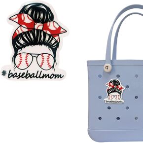 Baseball Mom Bogg Bag Charm, Cute Messy Bun Baseball Charm for Bogg Bag