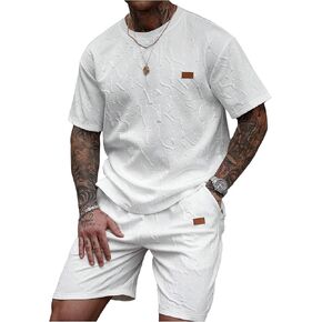 SOLY HUX Men's 2 Piece Summer Outfits Letter Short Sleeve T Shirt Tops and Shorts Set Tracksuit