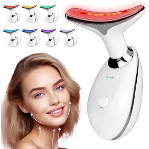 Face Neck Massager with 7-Color Light Modes for Face Sculpting Skin Care,Tightening,Smoothness - Red LED Light Therapy Device Tool for Women at Home