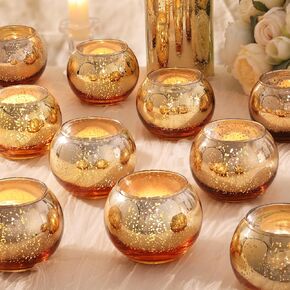 20 Pcs Blue Votive Candle Holders, Larger Size 2.36×3.15" Round Mercury Glass Candle Holder, Blue Tealight Holders for Wedding Decorations, Table Centerpieces, Bridal Shower Party Supplies