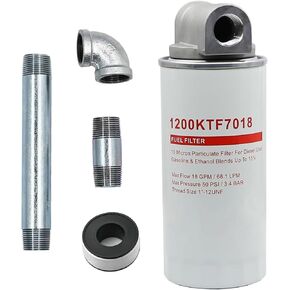 1200KTF7018 Fuel Filter 10 Micron 3/4" 18GPM 50PSI 10Micron Fuel Filtration F1810PM0 1200KTG9075 Fill-Rit Grainger FR112 FR1210G FR610G Fuel Transfer Tank Pump Diesel Gasoline Fuel Filters Assembly