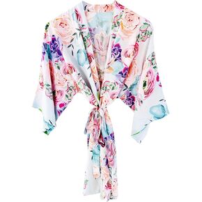ModParty Floral Succulent Robe | Bride & Bridesmaid Getting Ready Robes | Soft Cotton Kimono | Colorful Flower Design | Wedding Day Essential | Women Lounge Wear