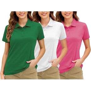 قميص Polo Polo للنساء حزمة من 3 قميص غولف للسيدات قمم قصيرة بأكمام قصيرة عصرية عارضة