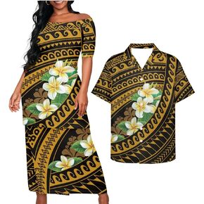 Samoa Couple Outfit Puletasi Samoa Dress Polynesian Shirts for Men Puletasi Samoan Traditional Dress Hawaiian