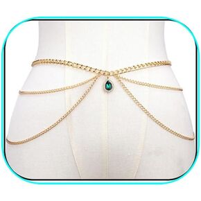Bohemian Fake Pearl Bikini Body Chain for Women,Adjustable Waterproof Belly Waist Layered Cubic Zirconia Swimsuits Beach Chains Summer Festival Mermaid Party Accessories (Style-D)
