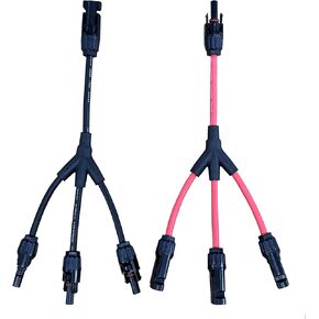 3 to 1 Solar Panel Connectors Y Branch Universal 10AWG Solar Connectors (Red & Black)