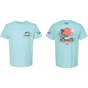 Jeep Premium Beachin Good Time T-Shirt with Surfboard & Pineapple Grille Logo on Sleeve