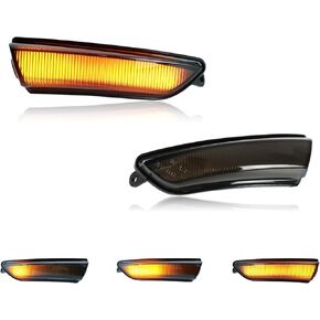 أضواء علامة مرآة جانبية متتابعة دخان تتوافق - متوافقة مع Dodge Chrysler 300 Sedan (2011-2023) - Amber Turn Signal/Blinker Comply