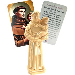 Westmon Works Saint Anthony Statue Kit مع بطاقة صلاة البطاقة المقدسة للأشياء المفقودة ، المصنوعة في الولايات المتحدة الأمريكية