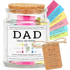 Father's Day Gifts For Dad, Birthday Gifts For Dad From Daughter, Son - New Dad Gift, Dad Birthday Gift-Bible Jar For Dad with 90 Bible Verse