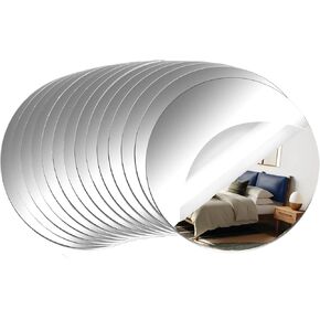 8 Pack Acrylic Round Mirrors, 8 inch Circle Mirror Tiles Self Adhesive Mirror Stickers for Wall Home Living Room Bedroom Decor, Small Mirrors for Crafts (Thickness 1 mm) (8 inch/20cm)