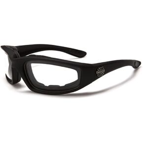 Night Driving Riding Padded Motorcycle Glasses 011 Black Frame with Yellow Lenses (Black - Clear Lens), Medium