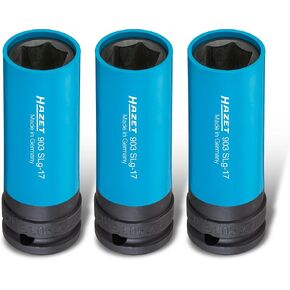 HAZET 903SLG-22 1/2 inch impact socket, 22 mm AF, external hexagonal traction profile, for aluminum rims, color-coded plastic sleeve green