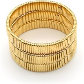 Marshal Bracelet Stretch Omega Brass Chain 18k Gold Plated Rhodium Plated 12MM Omega Cobra Bracelet SET