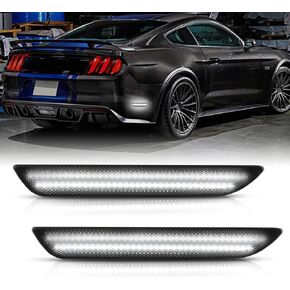 Bestview LED Rear Side Marker Lights Accessories for Ford Mustang 2015-2022, Dual Rows White Rear Fender Bumper side Marker Lamps Kit Assembly,Clear Lens（2PCS）