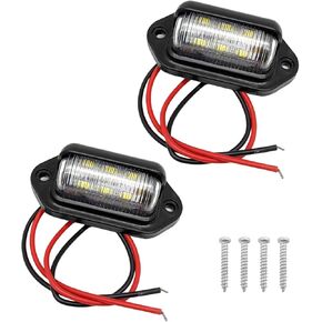 2PCS LED License Plate Light, 6 SMD 2V-24V DC Waterproof Courtesy Step License Plate Tag Light for Truck SUV Trailer Van Step Courtesy Lights, Dome/Cargo Lights (white)