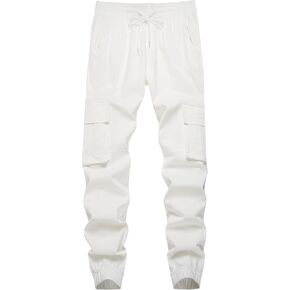 Mens Casual Cargo Joggers Pants Elastic Waist Slim Fit Stretch Chino Work Pants Twill Track Sweatpants Trousers