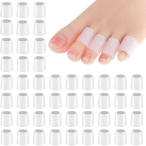 Silicone Toe Sleeves, 48 Pcs Soft Gel Protector Toe Cushions Cuttable Pinky Toe Sleeves Protectors Corn Protectors Pain Relief Toe Tube Pads for Hammer Toe Stubbed Toe Corns Calluses Protect
