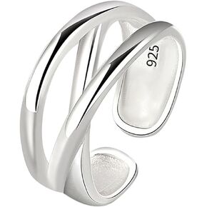 925 Sterling Silver Ring High Polish Thumb Band Rings Open Adjustable Chunky Rings Statement Ring for Women in Saudi Arabia