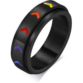 نانافست من الفولاذ المقاوم للصدأ قوس قزح قوس قزح LGBT خاتم الكبرياء للمثليين والمثليين - الحب هو الحب حلقة القلق LGBTQ للنساء الرجال