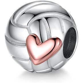 Volleyball Charms 925 Sterling Silver Volleyball Sports Charms for Bracelets Jewelry Gifts for Women Volleyball Lovers