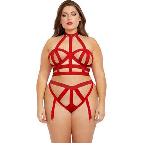 مجموعة الملابس الداخلية ذات اليقظة المرصعة في Dreamgirl Womens ، Rouge ، بحجم واحد لنا