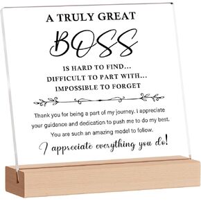 Funnli Boss Day Gifts for Women Men, Boss Lady Gifts for Women Acrylic Plaque, Boss Gifts for Women Men, Best Thank You Gifts for Female Boss, Boss Inspirational Gifts Appreciation Keepsake