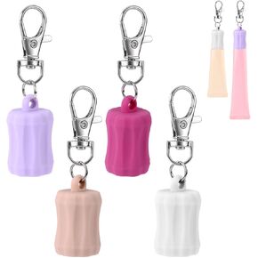 4pcs Keychain Cap for Summer Fridays, Portable Lipgloss Keychain Cap Lip Gloss Charms Holder Compatible with Summer Fridays 0.5 Oz Lip Balm