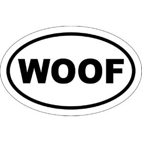 * Oval Car Magnet WOOF Magnetic Bumper Sticker