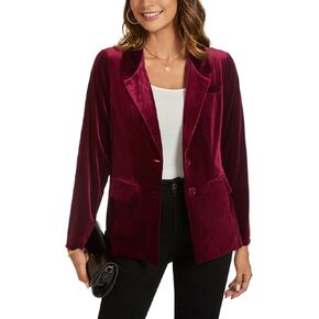 MINTLIMIT Womens Velvet Blazer Suit Jacket Long Sleeve Notched Lapel Button Coat Work Office Blazer Jacket with Pockets