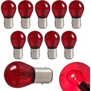 Pack-10 Car Brake Lights, 1157 P21/5W S25 BAY15D Tail Light Kit, High Brightness Parking Lights, Universal Automobile Lighting Accessories, for Most Cars (Red)
