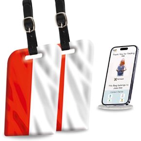 [Pack 2] tag8 Poland Flag Smart Luggage tag |Trendy Luggage tag ID Identification | Suitcase Tag | Fashionable Digital Name tag | Airline Compliant, SITA World Tracer Code Enabled | Gift idea