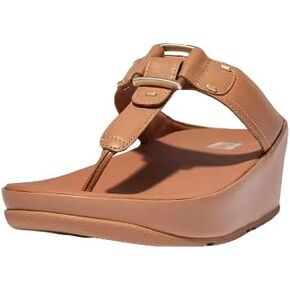 FitFlop Flitta Stud-Buckle Latte Tan Leather Sandals 8M